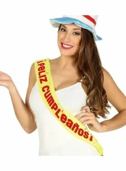 Banda Feliz Cumpleaños Amarilla Para Adulto