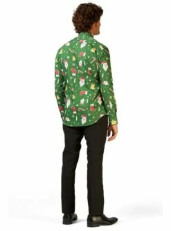 Camisa Navideña Verde "Santaboss" - Opposuits -FUNIDELIA Ventas camisa de papa noel opposuits para hombre 2