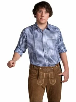 Camisa Tirolesa Azul Para Hombre