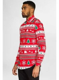 Camisa Navideña Roja "Wonderland" - Opposuits -FUNIDELIA Ventas camisa wonderland opposuits para hombre 2