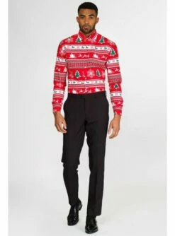 Camisa Navideña Roja "Wonderland" - Opposuits