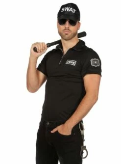 Camiseta De Agente SWAT Negro Para Hombre