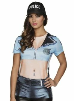 Camiseta De Policía Sexy Para Mujer