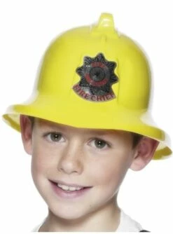 Casco De Bombero Amarillo Para Niños