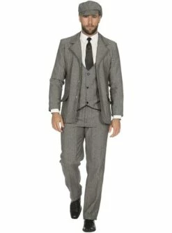 Chaqueta De Gángster Gris Para Hombre