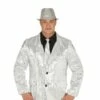 Chaqueta De Lentejuelas Plateada Brillante Para Hombre