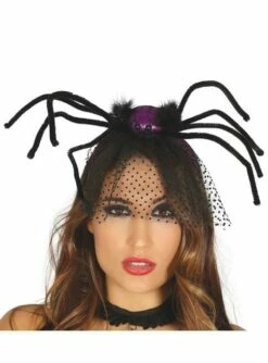 Diadema De Araña Morada Con Velo