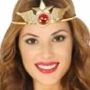 Diadema De Superhéroe Dorada Con Rubí -FUNIDELIA Ventas diadema de superheroe dorada con rubi