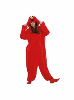 Disfraz De Elmo Barrio Sésamo Onesie Básico Para Adulto