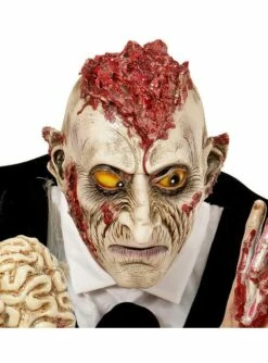 Máscara De Zombie Con Las Ideas Al Aire Para Adulto