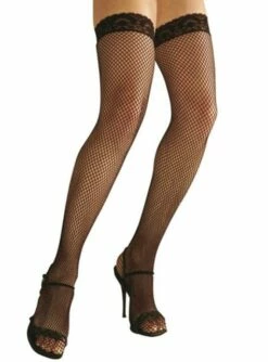 Medias Negras De Encaje Con Puntilla