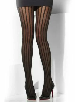 Pantys Negros Transparentes Con Rayas Años 20