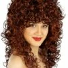 Peluca Castaña Y Rizada De Chica De Salón -FUNIDELIA Ventas peluca castana y rizada de chica de salon