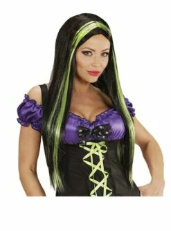 Peluca De Bruja Con Mechas Verdes -FUNIDELIA Ventas peluca de bruja con mechas verdes 1