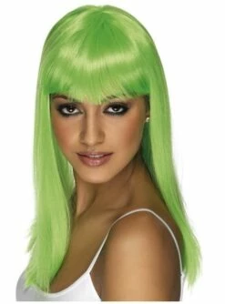Peluca Glamourama Verde Neón Con Flequillo
