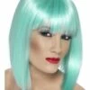 Peluca Turquesa Neón Con Flequillo -FUNIDELIA Ventas peluca glamurosa aqua neon con flequillo