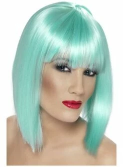 Peluca Turquesa Neón Con Flequillo