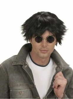 Peluca Negra 60's Para Hombre