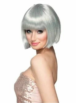 Peluca Plateada Media Melena Con Flequillo Para Mujer -FUNIDELIA Ventas peluca plateada media melena con flequillo para mujer 1