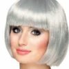 Peluca Plateada Media Melena Con Flequillo Para Mujer -FUNIDELIA Ventas peluca plateada media melena con flequillo para mujer