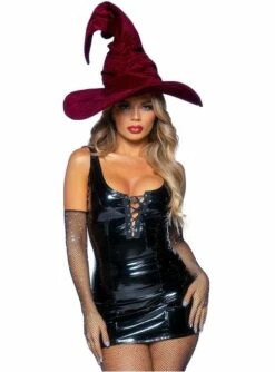 Sombrero De Bruja Granate De Terciopelo -FUNIDELIA Ventas sombrero de bruja granate de terciopelo 2