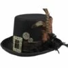 Sombrero Steampunk Negro Con Hebilla Y Plumas Para Adulto -FUNIDELIA Ventas sombrero de copa negro con hebilla y plumas steampunk para adulto